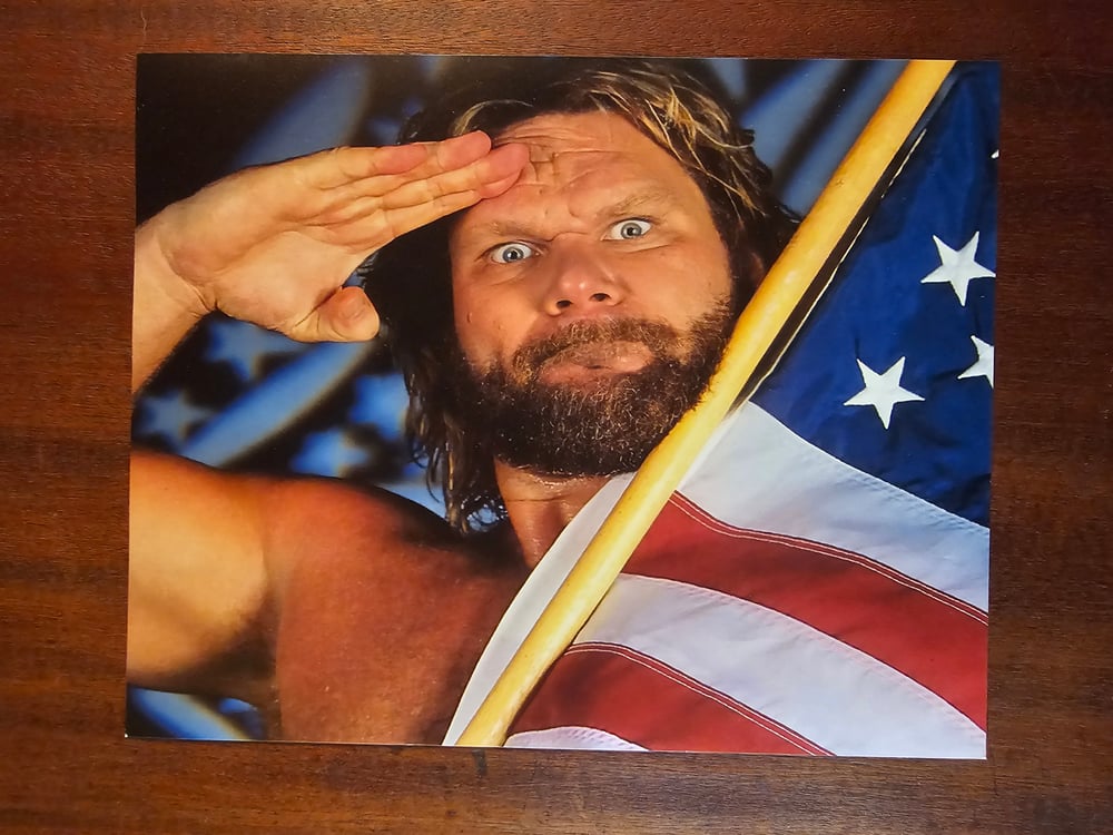 Image of Hacksaw Jim Duggan SIGNED Patriot 8x10 (Close Up)