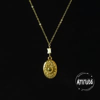 Image 1 of 18k Gold Sun Symbol Necklace Oval Pendant- handmade in London