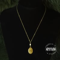 Image 2 of 18k Gold Sun Symbol Necklace Oval Pendant- handmade in London