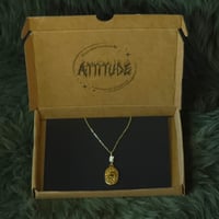 Image 4 of 18k Gold Sun Symbol Necklace Oval Pendant- handmade in London