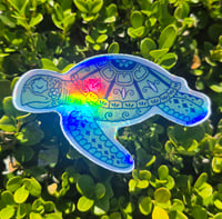 Image 2 of Sugar Skull Sea Turtle Holographic Vinyl Sticker 