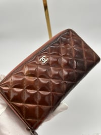 Image 2 of Chanel Brown Patent Leather Long Wallet