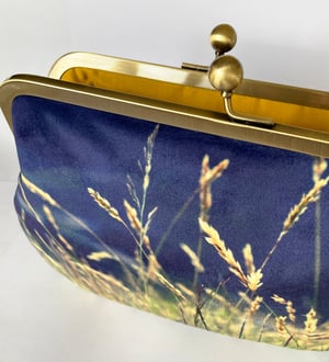 Image of Erradale grasses, velvet clutch bag with optional shoulder strap