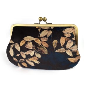 Image of Loch leaf, velvet kisslock shoulder bag with optional crossbody strap