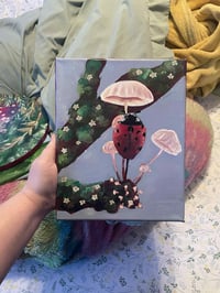Image 2 of "Cozy Forest Ladybug" 8"x10" Painting 
