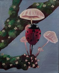 Image 1 of "Cozy Forest Ladybug" 8"x10" Painting 