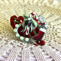 Image 1 of Candy Cane Creepy Christmas Adult Pacifier