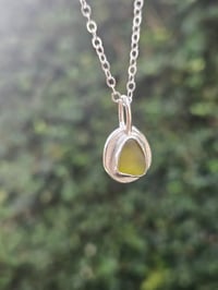 Image 4 of Lime Green Cornish Seaglass & Sterling Silver Pebble 