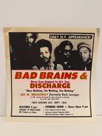 Original Bad Brains/Discharge Flier NYC September 1982 