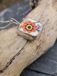 Image 1 of Flower Power Necklace - a piece of broken plate! 