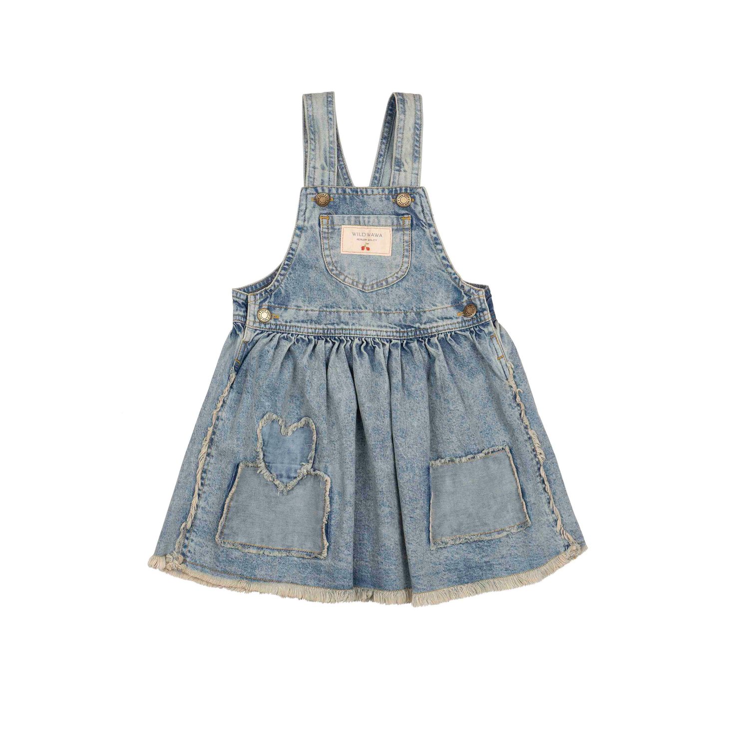 Image of Patchwork Overalls Dress - Denim