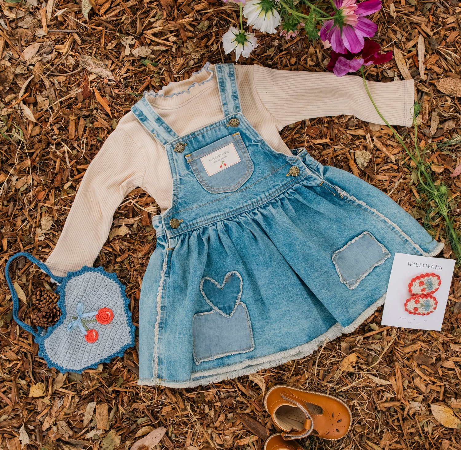 Image of Patchwork Overalls Dress - Denim