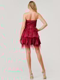 Image 2 of Red Tiered Fringe Mini Dress