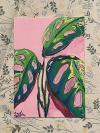 Image 1 of "Swiss Cheese Monstera Study" 5"x7" Painting 