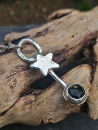 Image 1 of Forest Star - Green Moss Agate Gemstone & Sterling Silver Necklace 