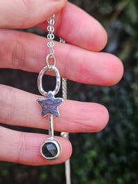 Image 7 of Forest Star - Green Moss Agate Gemstone & Sterling Silver Necklace 