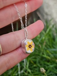 Image 2 of Bright sunny Flower Necklace - broken piece of plate! 