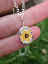Image 1 of Bright sunny Flower Necklace - broken piece of plate! 