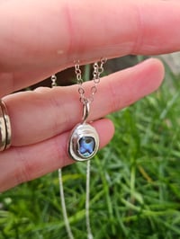 Image 2 of Blue Lagoon - Blue Paua Shell & Sterling Silver Pebble Necklace 