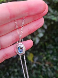 Image 3 of Blue Lagoon - Blue Paua Shell & Sterling Silver Pebble Necklace 