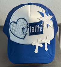 Blue and White Trucker Hat - Got Faith
