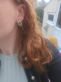 Image 6 of Green Cornish Seaglass Stud Earrings 