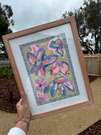 Image 2 of Butterfly and floral framed original art 