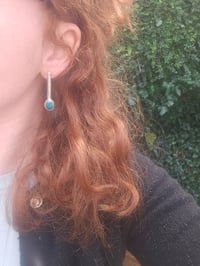 Image 5 of Ocean Breeze - Chrysocolla Gemstone & Sterling Silver Stud Earrings 