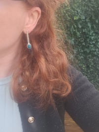 Image 9 of Ocean Breeze - Chrysocolla Gemstone & Sterling Silver Stud Earrings 