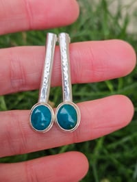 Image 6 of Ocean Breeze - Chrysocolla Gemstone & Sterling Silver Stud Earrings 