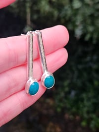Image 8 of Ocean Breeze - Chrysocolla Gemstone & Sterling Silver Stud Earrings 