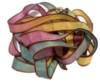 Image 3 of 1PC. FALL LEAVES 42" hand dyed wrist wrap bracelet silk ribbon//Yoga wrist wrap bracelet ribbon
