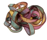 Image 4 of 1PC. FALL LEAVES 42" hand dyed wrist wrap bracelet silk ribbon//Yoga wrist wrap bracelet ribbon