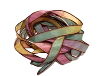 Image 6 of 1PC. FALL LEAVES 42" hand dyed wrist wrap bracelet silk ribbon//Yoga wrist wrap bracelet ribbon