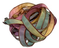 Image 2 of 1PC. FALL LEAVES 42" hand dyed wrist wrap bracelet silk ribbon//Yoga wrist wrap bracelet ribbon