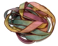 Image 7 of 1PC. FALL LEAVES 42" hand dyed wrist wrap bracelet silk ribbon//Yoga wrist wrap bracelet ribbon