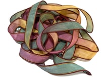 Image 8 of 1PC. FALL LEAVES 42" hand dyed wrist wrap bracelet silk ribbon//Yoga wrist wrap bracelet ribbon