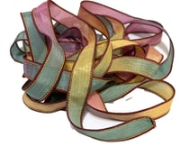 Image 9 of 1PC. FALL LEAVES 42" hand dyed wrist wrap bracelet silk ribbon//Yoga wrist wrap bracelet ribbon