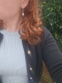 Image 3 of Cushion Cut Rose Quartz Bar Stud Earrings 