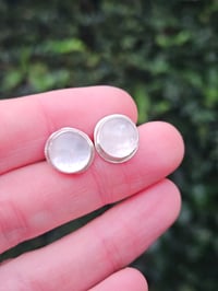 Image 1 of Rose Quartz Round Stud Earrings 