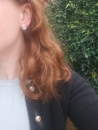 Image 2 of Rose Quartz Round Stud Earrings 