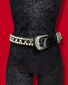 Leather Belt with Western Buckle and Silver Standard Cones Studs