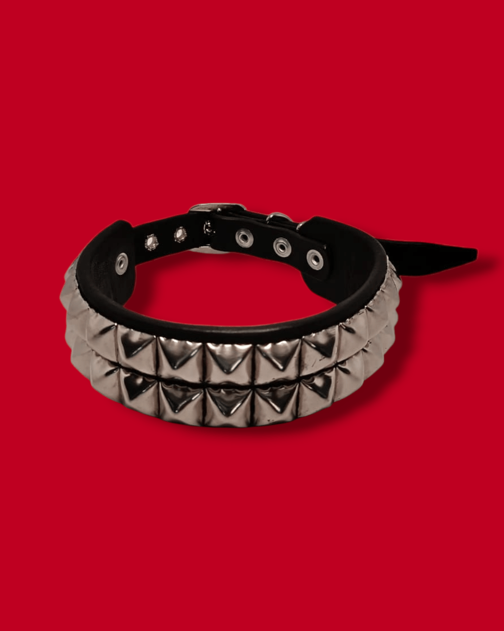 Genuine Leather Choker with  Standard Silver Pyramid Studs