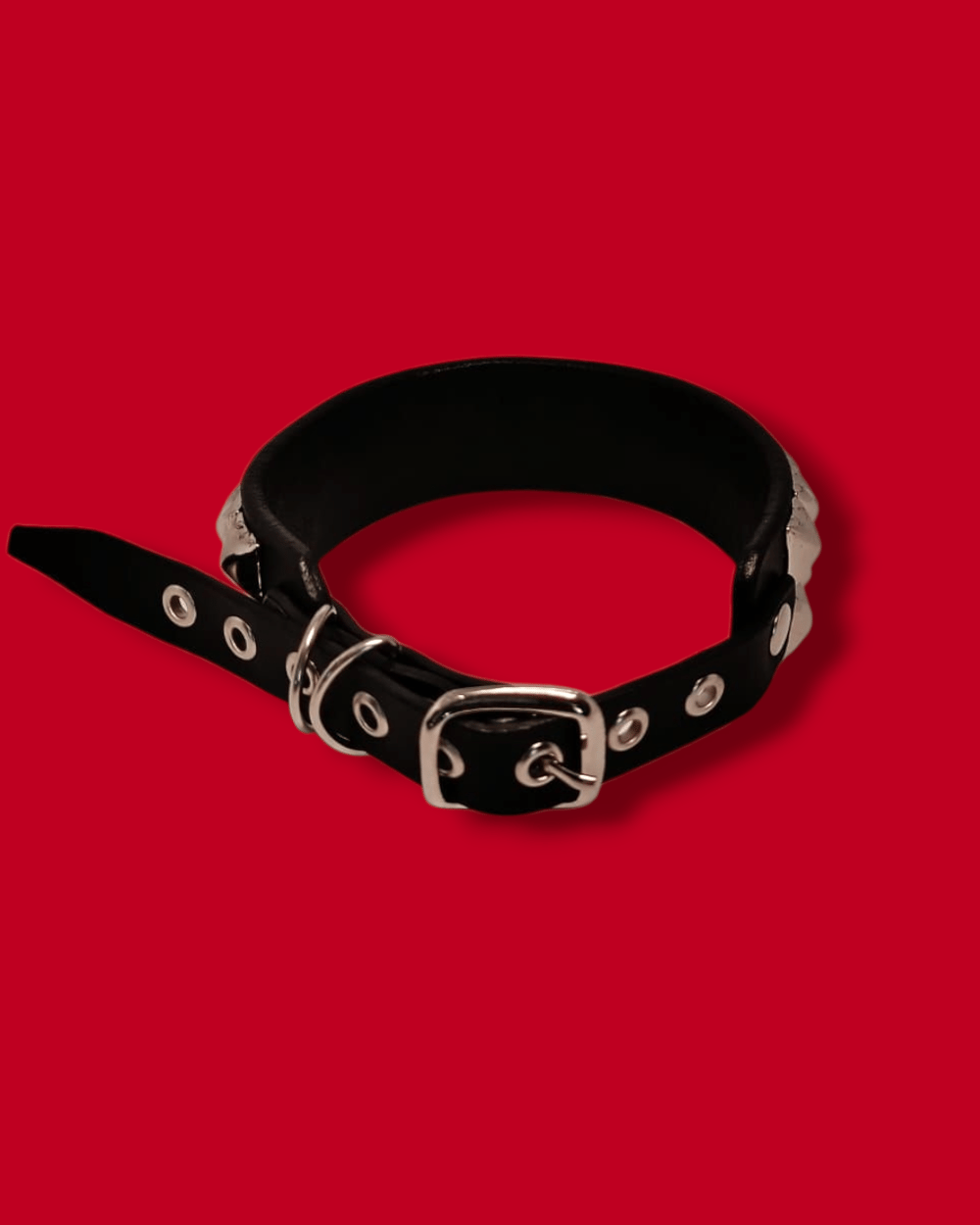 Genuine Leather Choker with  Standard Silver Pyramid Studs