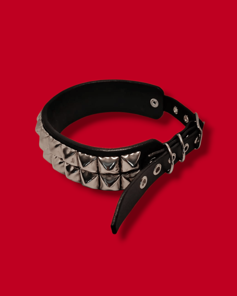 Genuine Leather Choker with  Standard Silver Pyramid Studs