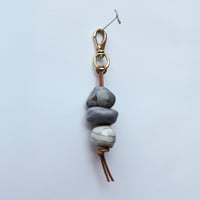 Image 1 of Blues + lines bag charm