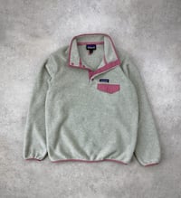 Image 2 of Patagonia Snap-T Fleece Pullover Grey Pink Medium Womens 