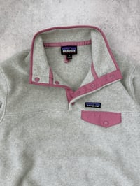 Image 3 of Patagonia Snap-T Fleece Pullover Grey Pink Medium Womens 