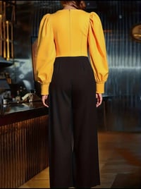 Image 3 of Black and Yellow Wide Leg Jumpsuit 