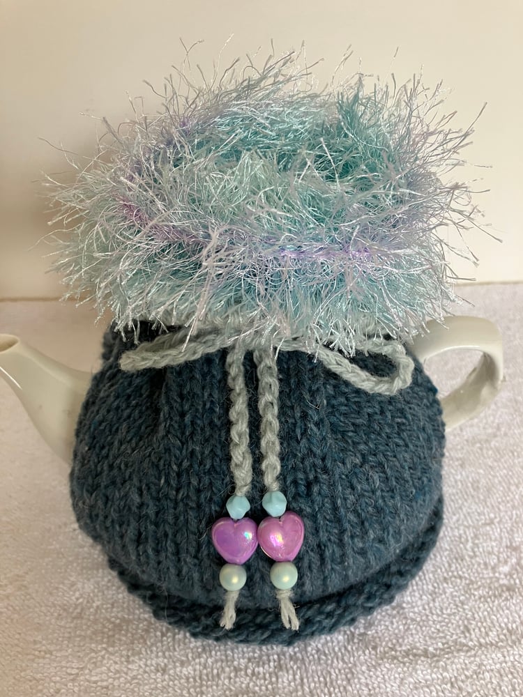 Image of small MID BLUE Go On! tea cosie